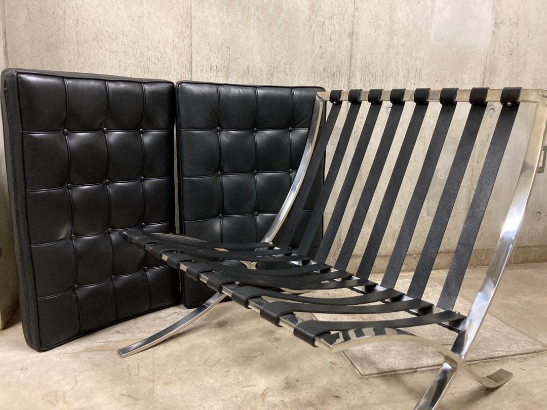 定価140万名作 良品 正規Knoll 黒 バルセロナ チェア オットマン