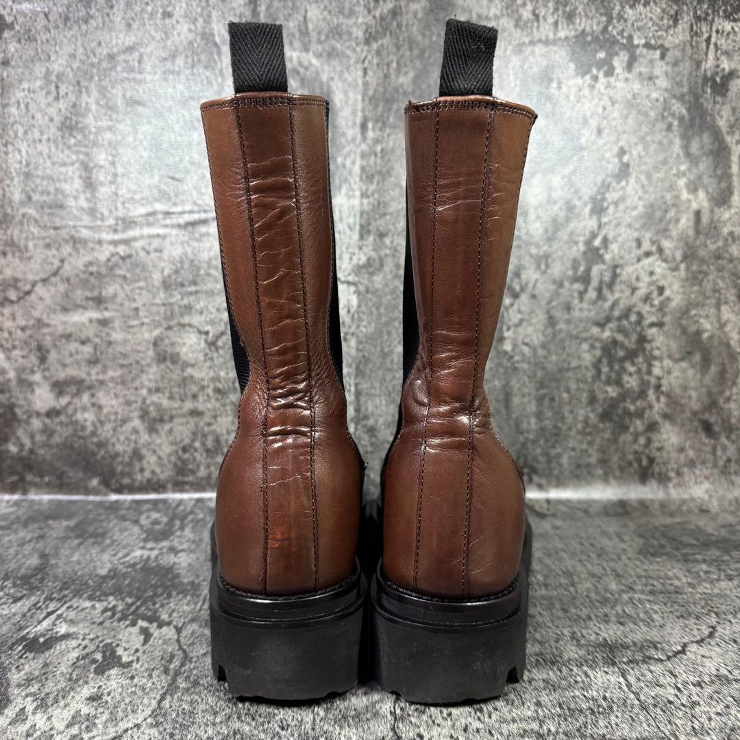 【美品】SAYA サイドゴアブーツ タンクソール ブラウン レザー 24.5cm