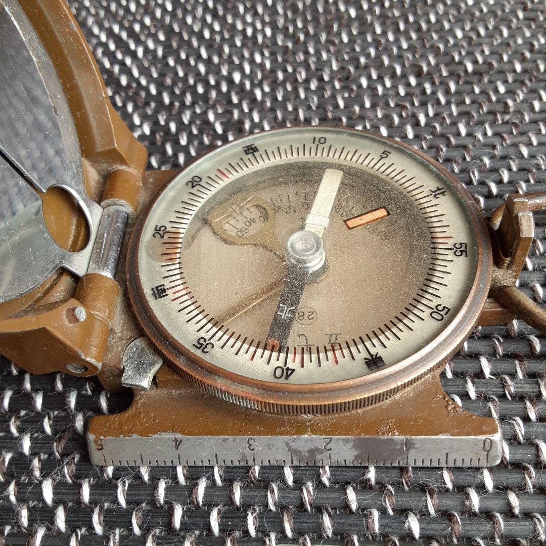 古い日本陸海軍五七式羅針盤/コンパス方位計地図磁石/野外行軍装備/銃