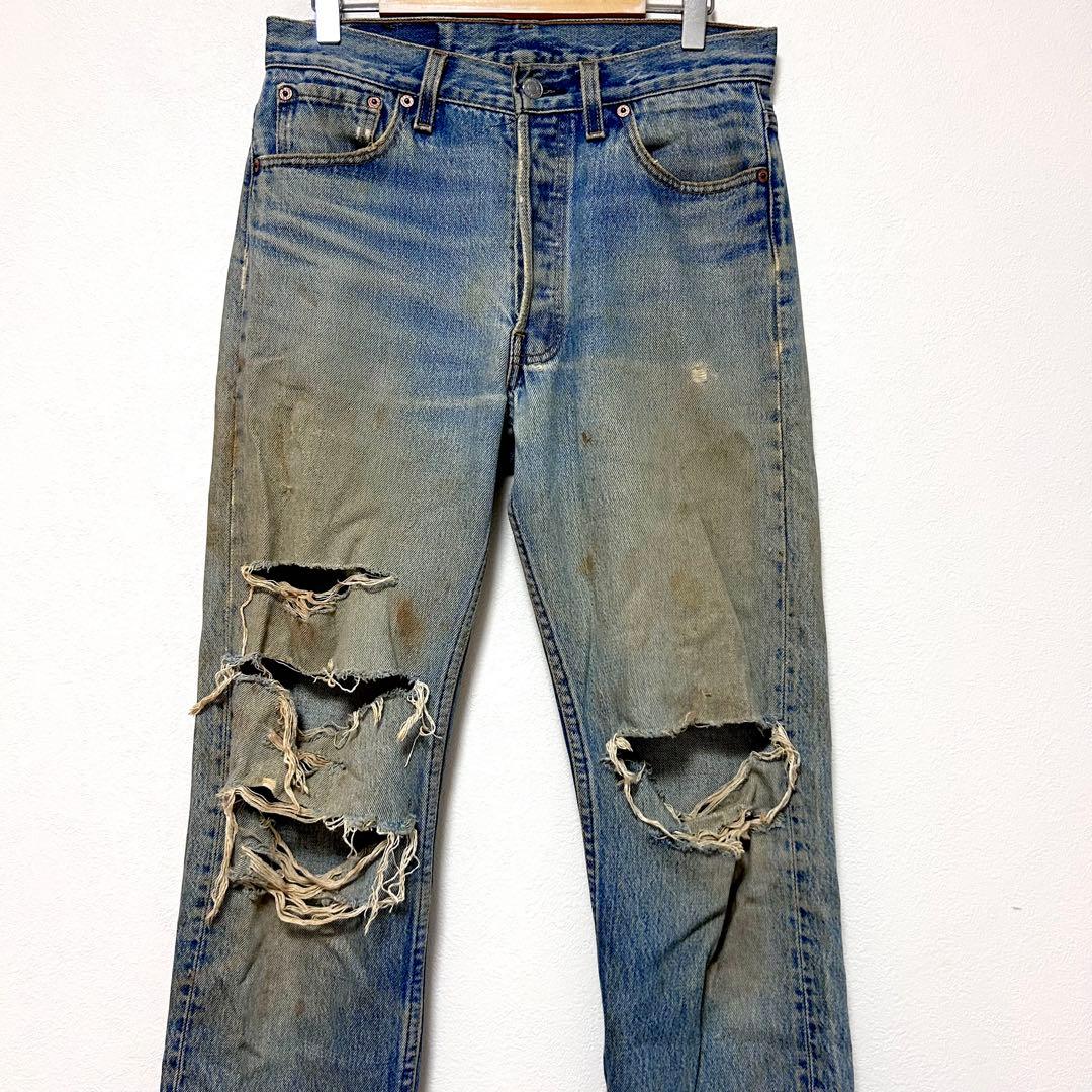 90s ビンテージ Levis 501 xx 黒文字 ダメージ グランジ - メルカリ