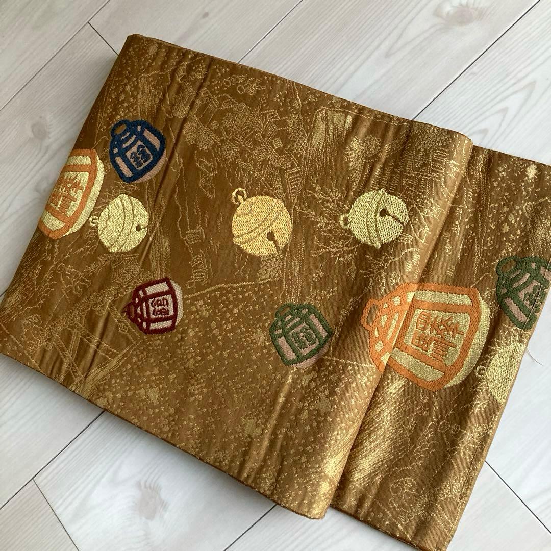 アンティーク名古屋帯　鈴の織り出し　正絹　　上質　しつけ糸付　No.6-26