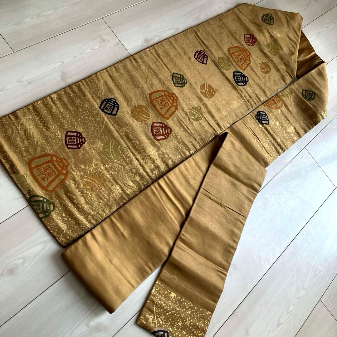 アンティーク名古屋帯　鈴の織り出し　正絹　　上質　しつけ糸付　No.6-26