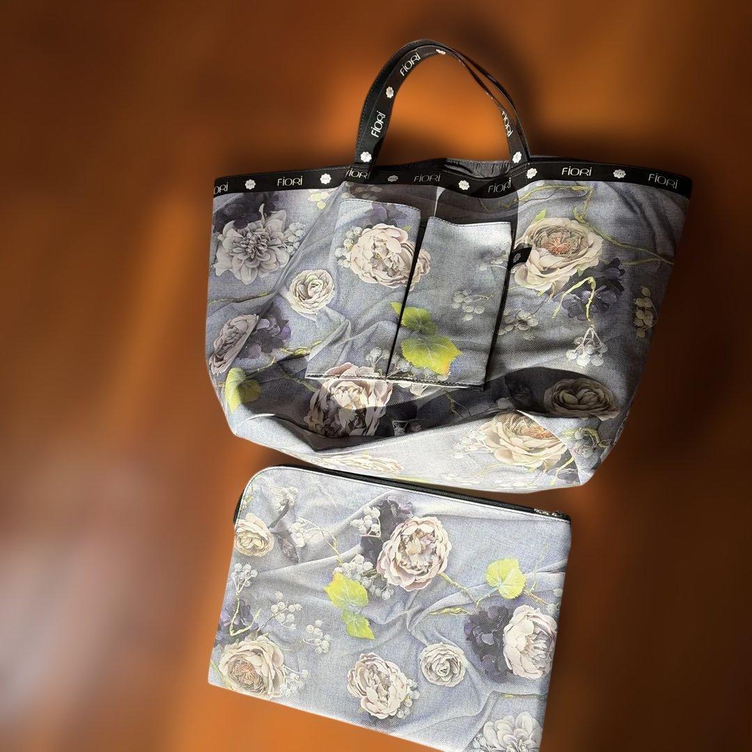 未使用 センソユニコ フィオリ トートバッグ 花柄 A4 軽量 ポーチ付き