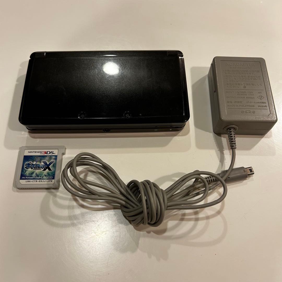 ニンテンドー3DS ブラック 本体 充電器、ポケットモンスターX 付き