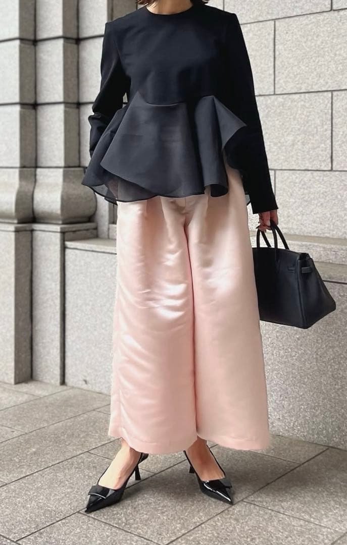 Heve】サテンフレアガウチョパンツ ピンク 36 - メルカリ