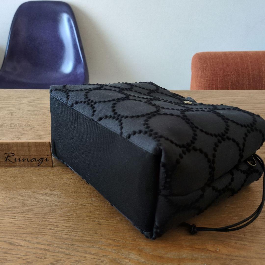 1566】あおりポケットの巾着バッグ＊ミナペルホネン