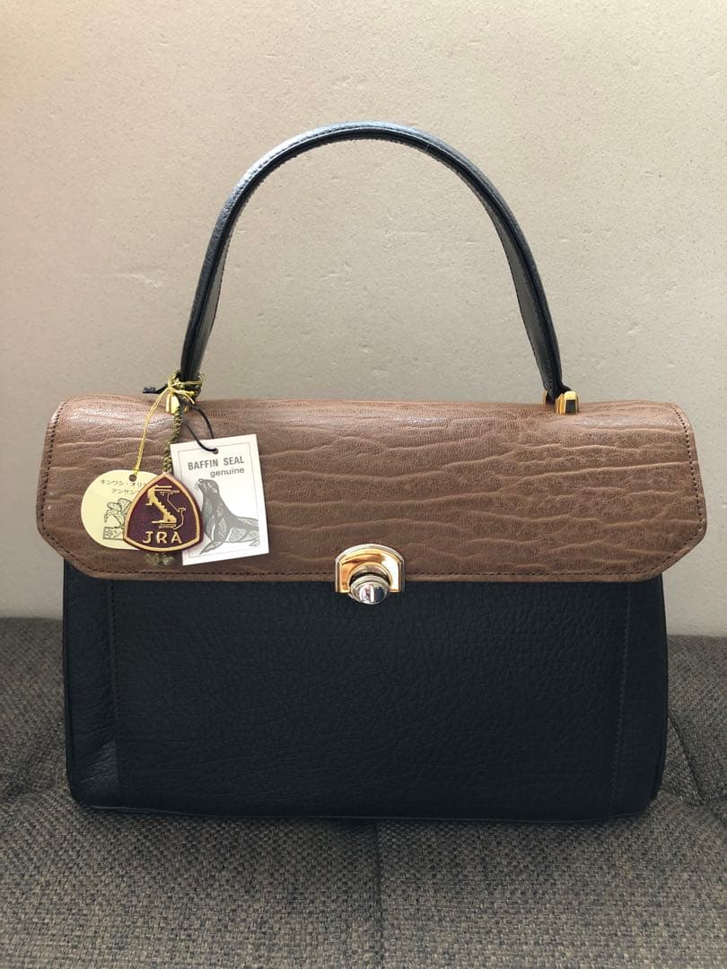 キンワシ印 ハンドバッグ 草履 セット JRA 本革 アザラシ バッフィン