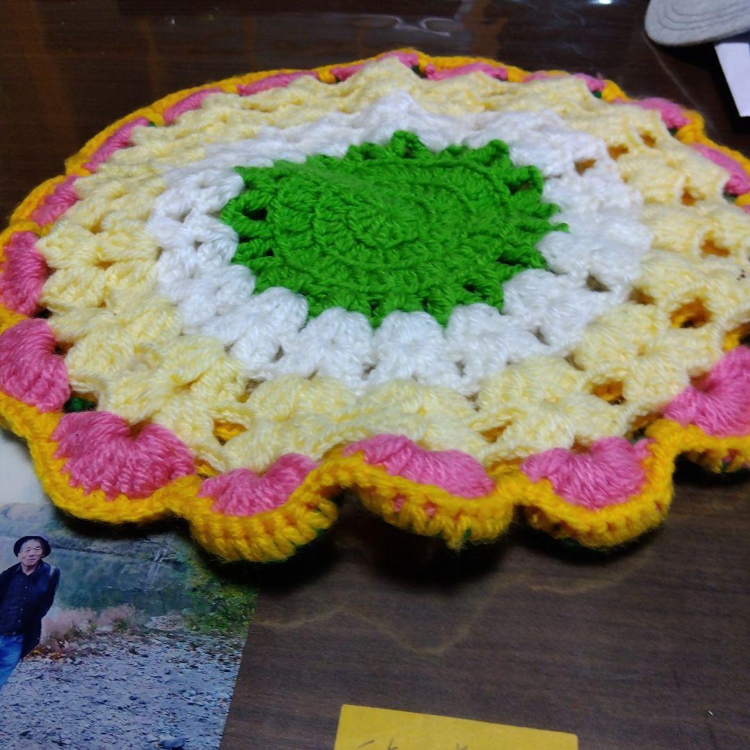 かぎ針編み 円形マット カラフル - メルカリ