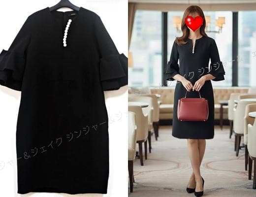 現行モデルYOKOCHANヨーコチャン ティアードスリーブ パールワンピ36