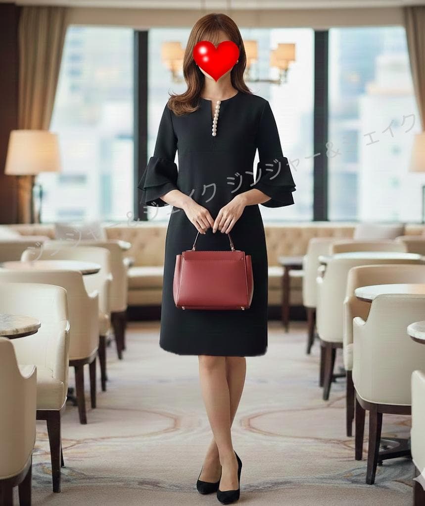 現行モデルYOKOCHANヨーコチャン ティアードスリーブ パールワンピ36