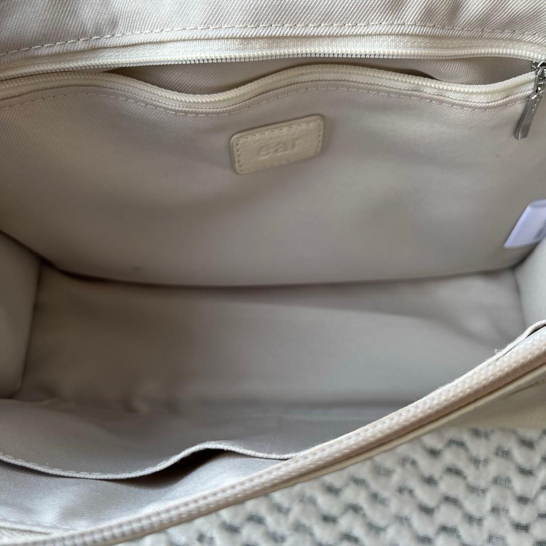 販売終了品 イアパピヨネ 《本革》柄ワイドテープショルダーバッグ ホワイト