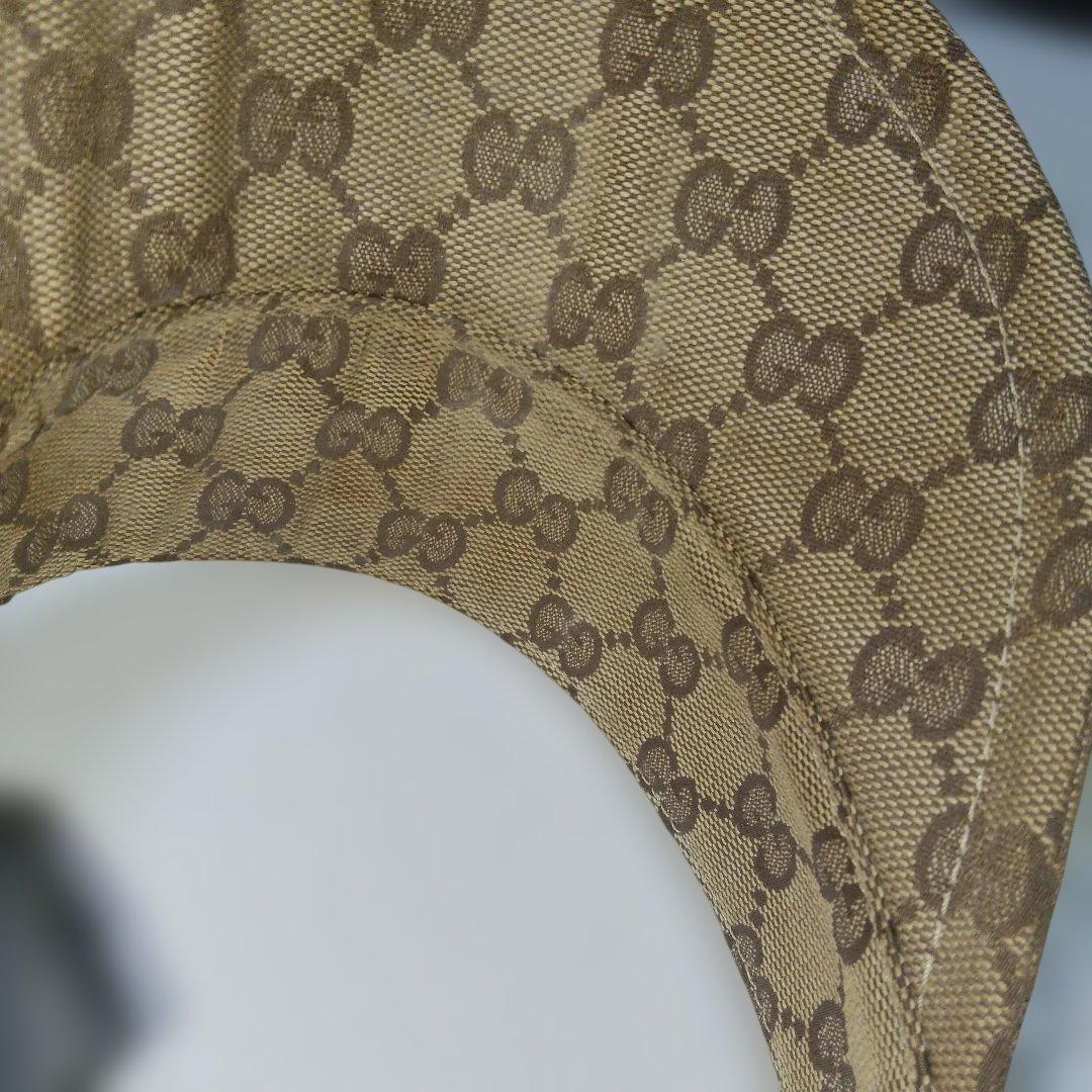 GUCCI サンバイザー GG柄 キャンバス Lサイズ シェリーライン茶色×赤色