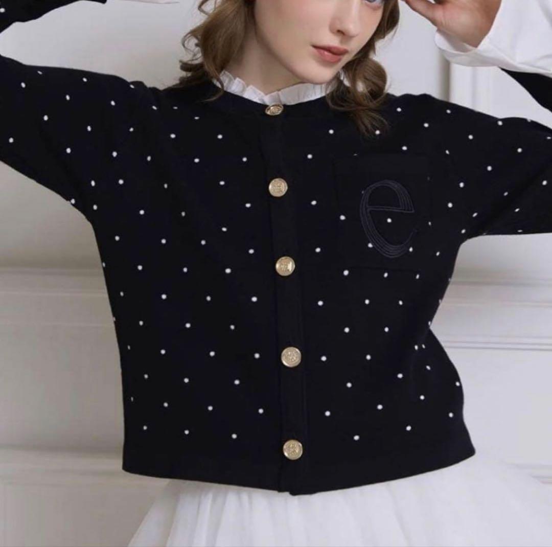 Attached collar カーディガン dot black エイミーイストワール EIMY