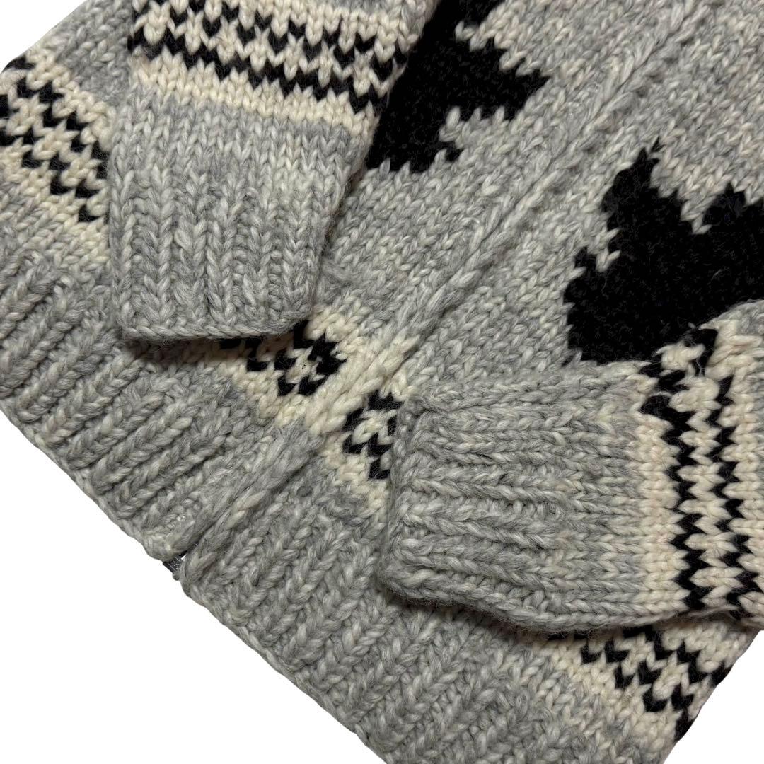 カナダ製 KANATA メープル リーフ柄 ウール カウチン ニット