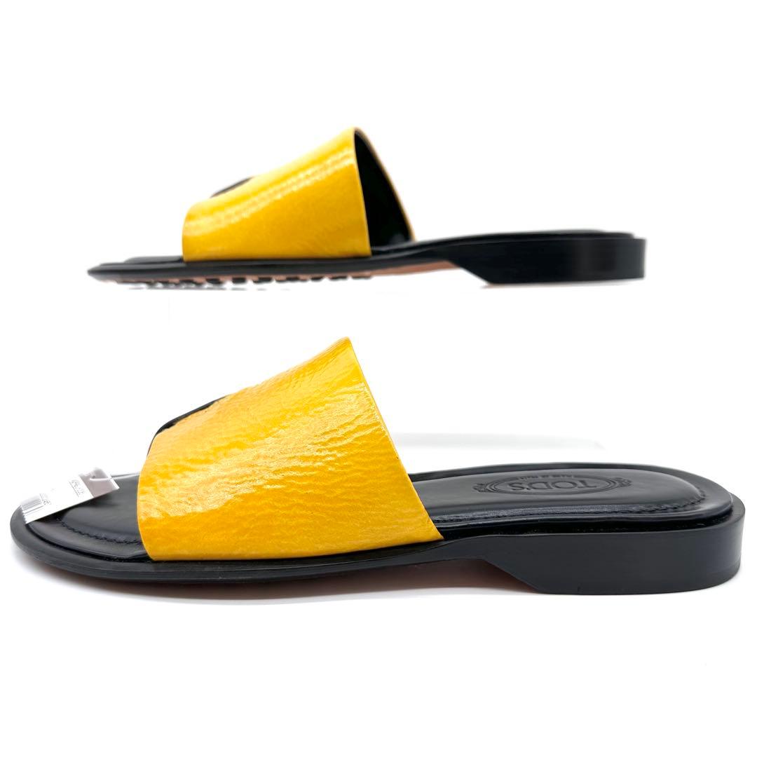 未使用✨TOD'S トッズ フラットサンダル パテントレザー イエロー 23cm