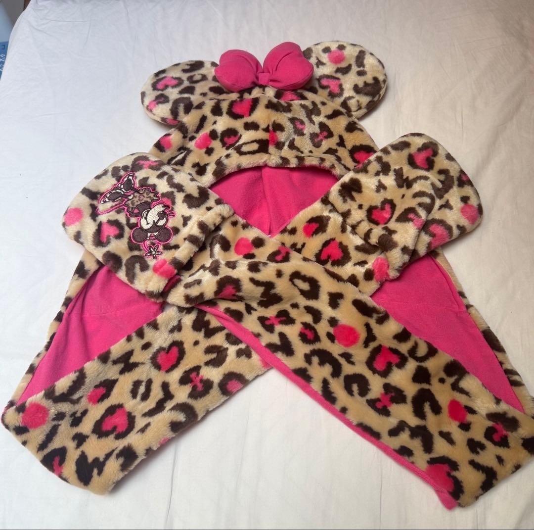 ディズニーミニーヒョウ柄マフラー - メルカリ