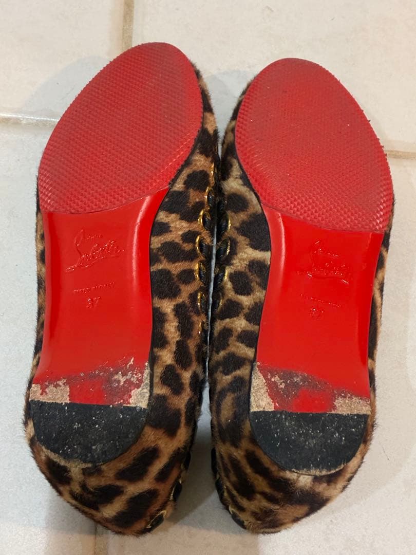 クリスチャンルブタンLouboutinレオパードハラコフラットシューズ37