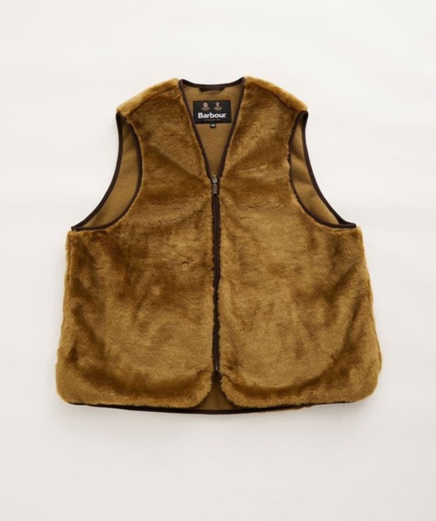 【美品】アダムエロペ別注 Barbour ファーライナーベスト XL バブアー 別注》【BARBOUR/バブアー】リバーシブル フロントジップ ファー