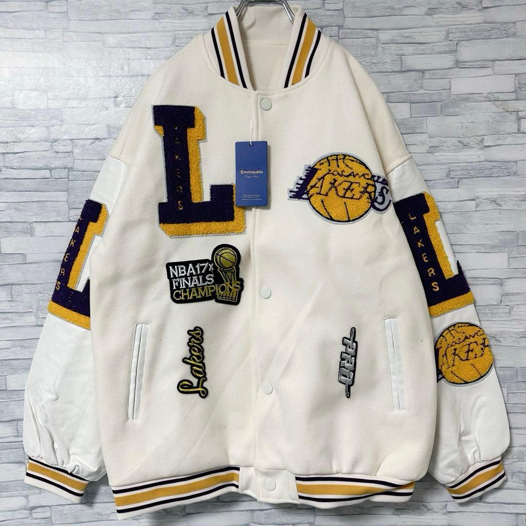 未使用】希少 LAKERS レイカーズ スタジャン サガラ ロゴ L相当 未使用