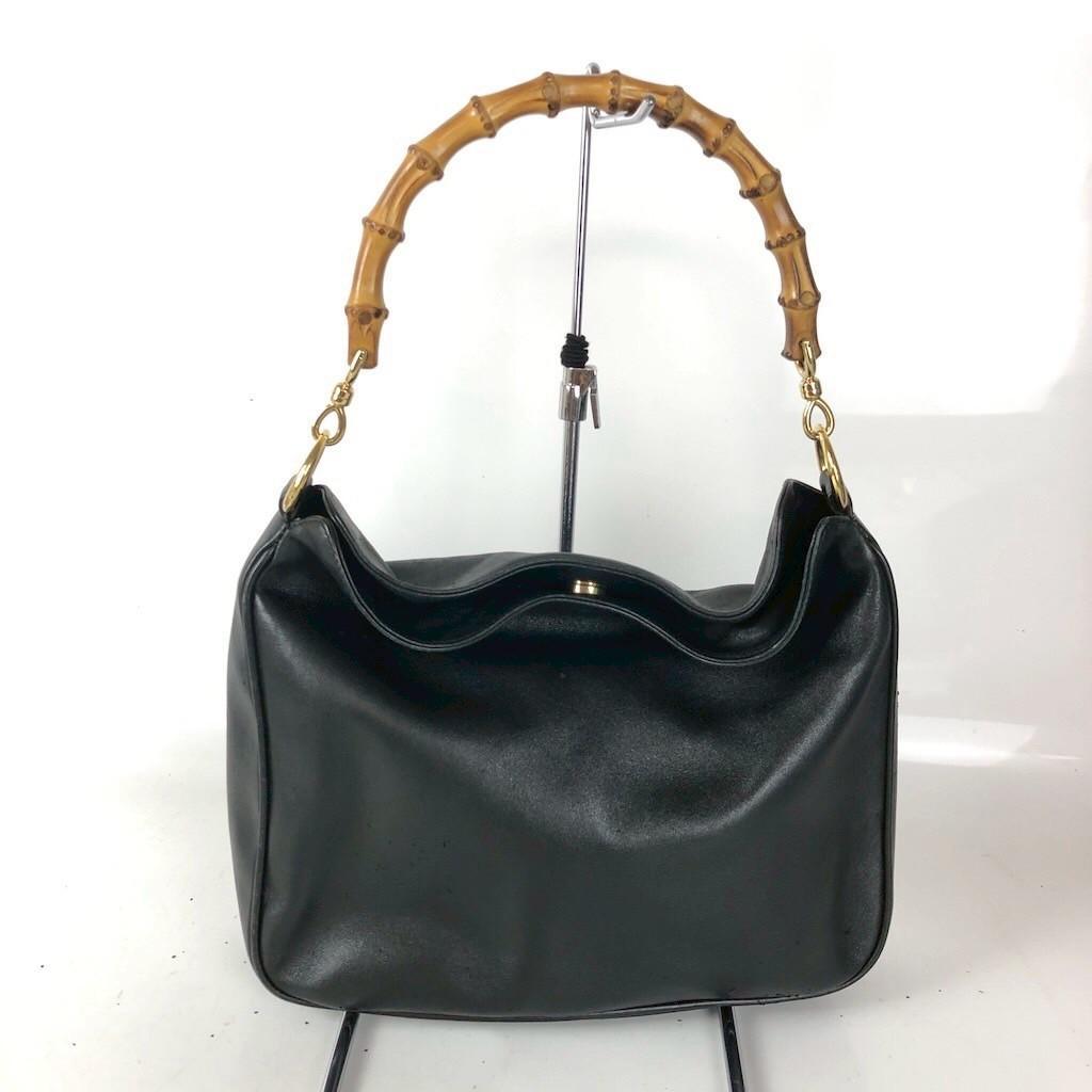 GUCCI グッチ バンブー ハンドバッグ ブラック レディース ブランド GUCCI（グッチ） バンブー GG柄 ブラック 黒 シルバー金具 ナイロン
