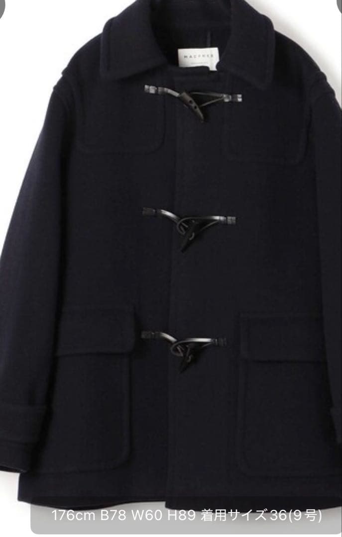MACPHEE ネイビー ダッフルショートコート マカフィー MACPHEEウールナイロンメルトン ダッフルショートコート