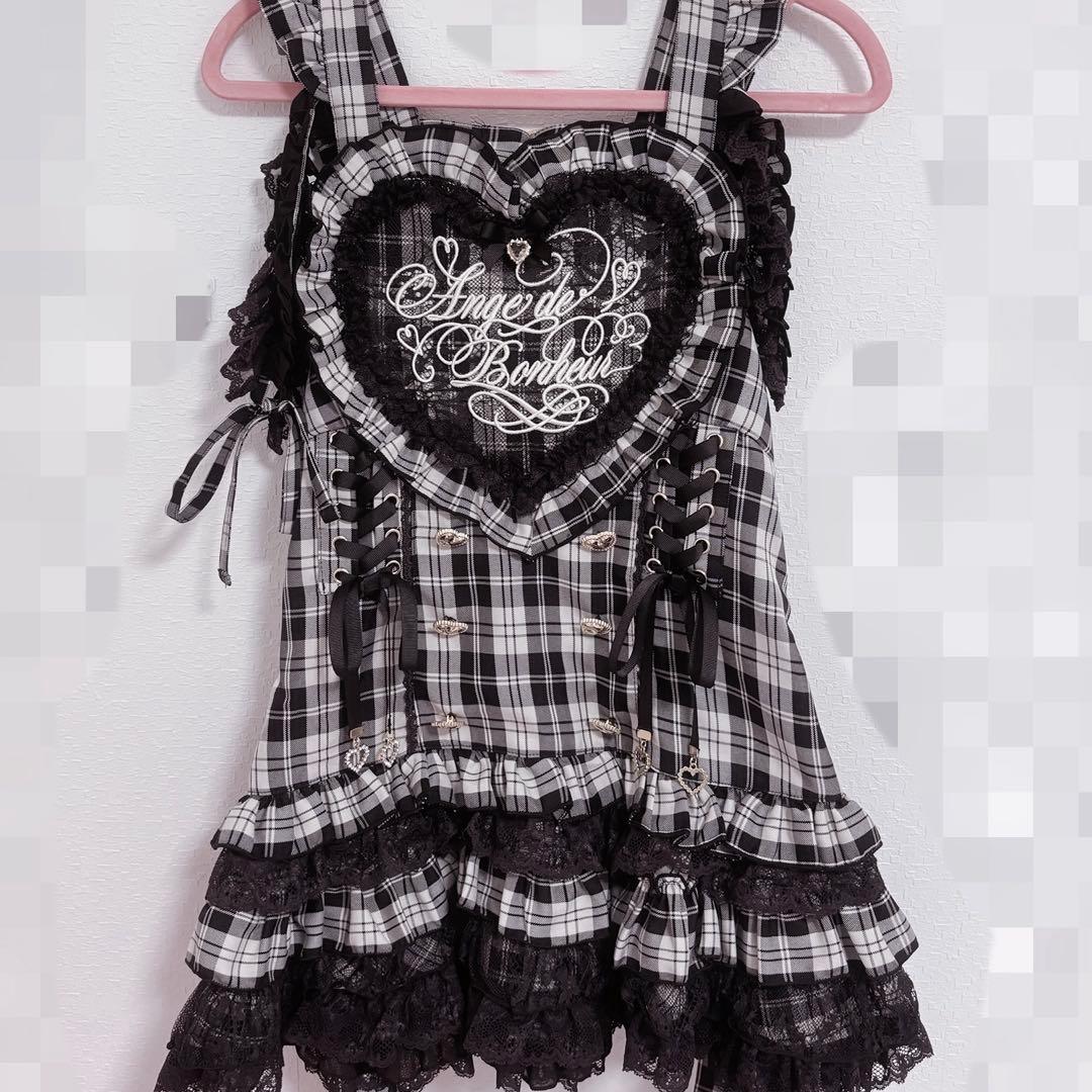 LIZLISA ハートエプロンジャンスカセットアップ グレー 地雷系 地雷