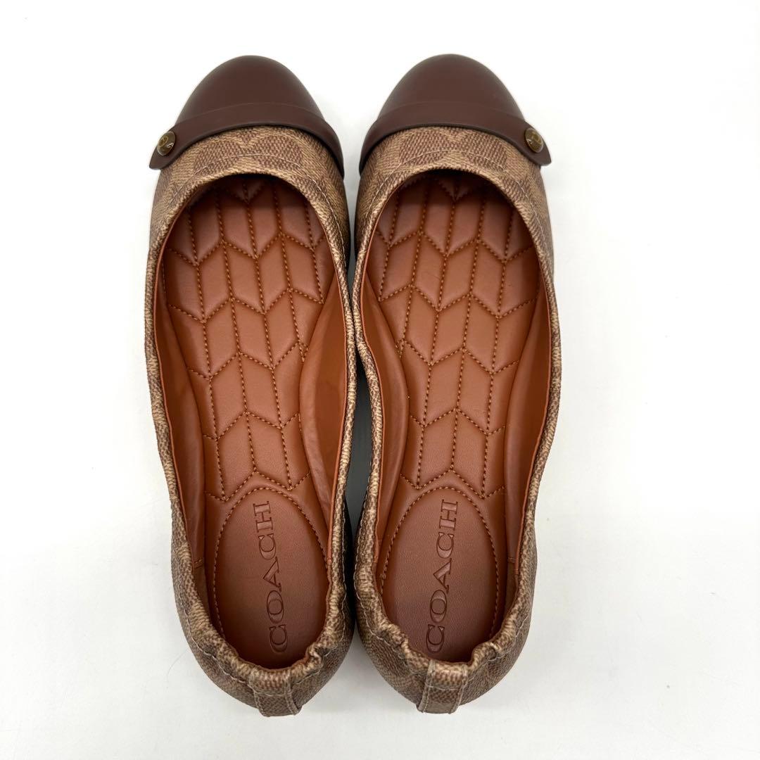 〈新品〉COACH コーチ【24.5cm】シグネチャー コンビ フラットシューズ