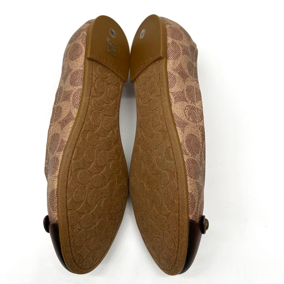 〈新品〉COACH コーチ【24.5cm】シグネチャー コンビ フラットシューズ