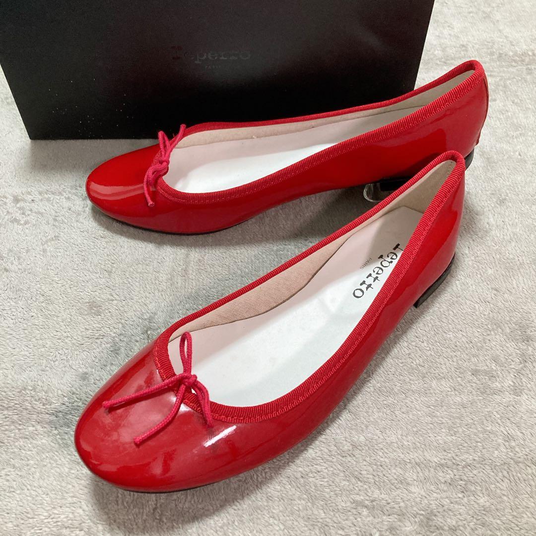 【美品】repetto レペット バレエシューズ サンドリオン エナメル レッド Repetto】レペット サンドリオン バレエ シューズ レインシューズ 39