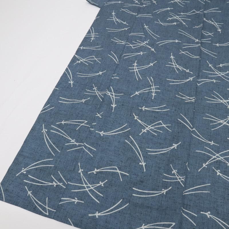 《浴衣■綿紬◆シンプルこぼれ松葉■灰青◆木綿■◆夏着物◆UH8-13》