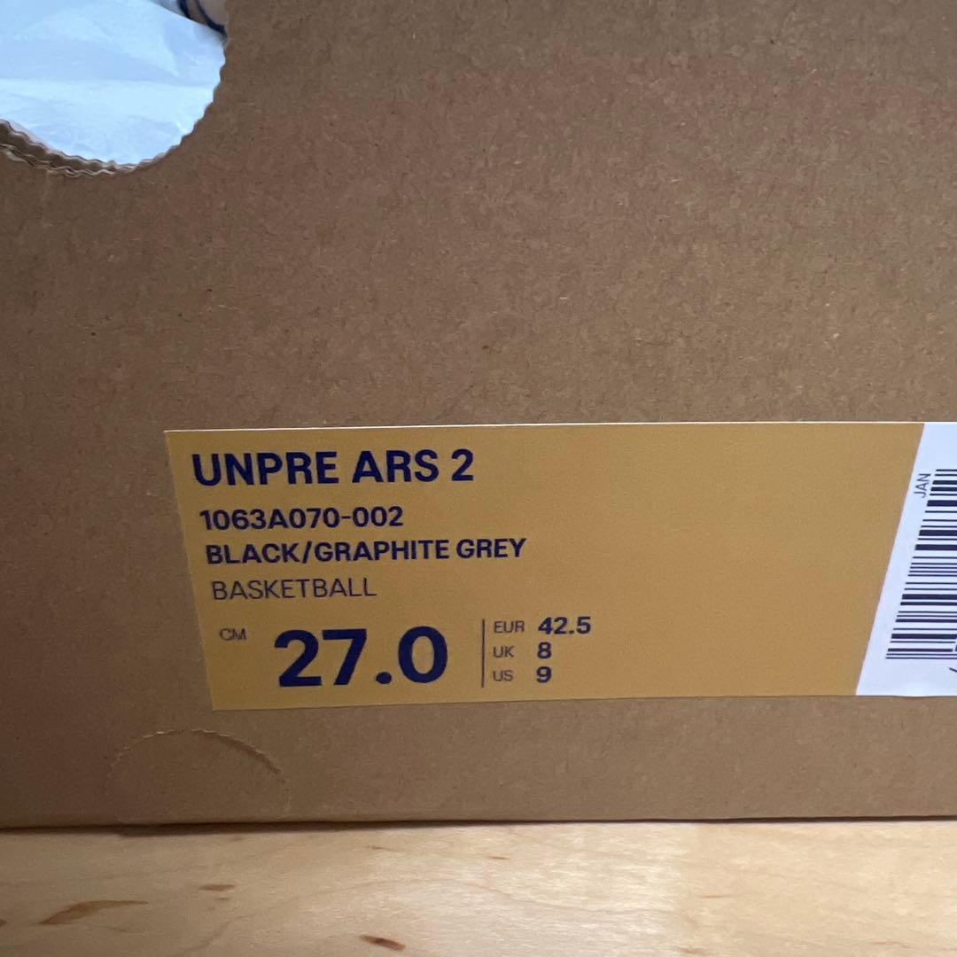 本日で終了　UNPRE ARS 2 バスケットシューズ 27.0cm 黒
