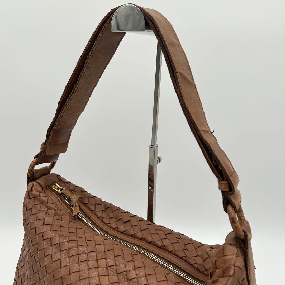 良品】ボッテガヴェネタ ショルダーバッグ イントレチャート ブラウン