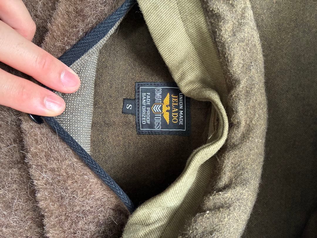 ジェラード フード付きダッフルベスト オリーブグリーン JELADO