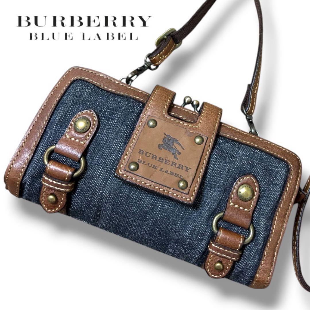 極美品】バーバリーブルーレーベル☆がま口☆デニム☆本革☆ショルダー