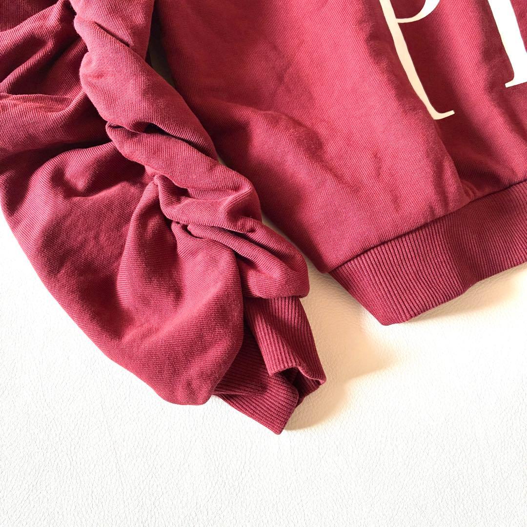 極美品✨POPPY ロゴプリントスウェット プルオーバー ギャザースリーブ