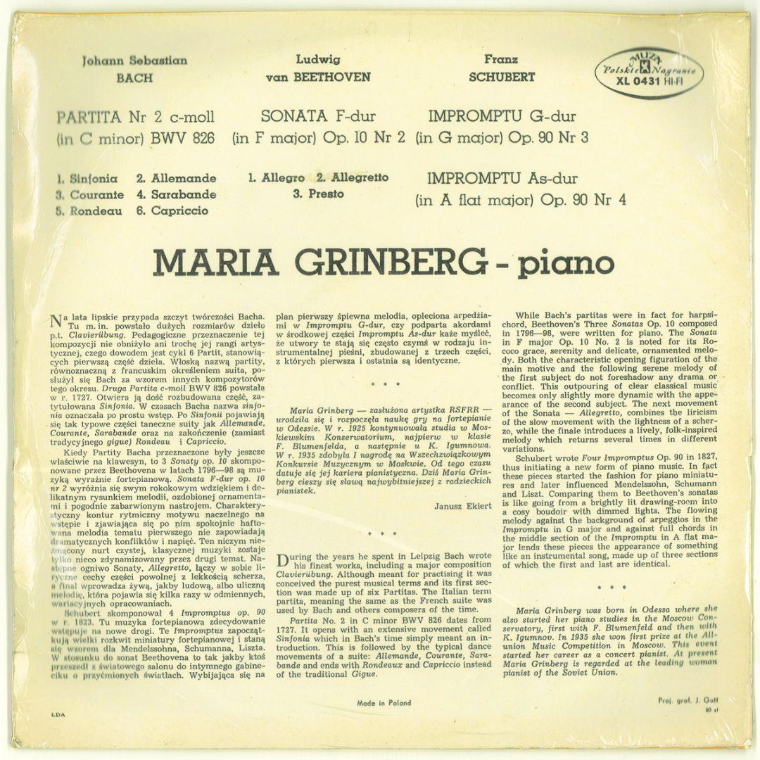 新品 Muza SXL0431　バッハ パルティータ第２番　マリア・グリンベルク