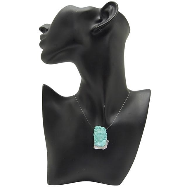 トルコ石カメオダイヤブローチ/ペンダント K18WG/K14WG 10.8g