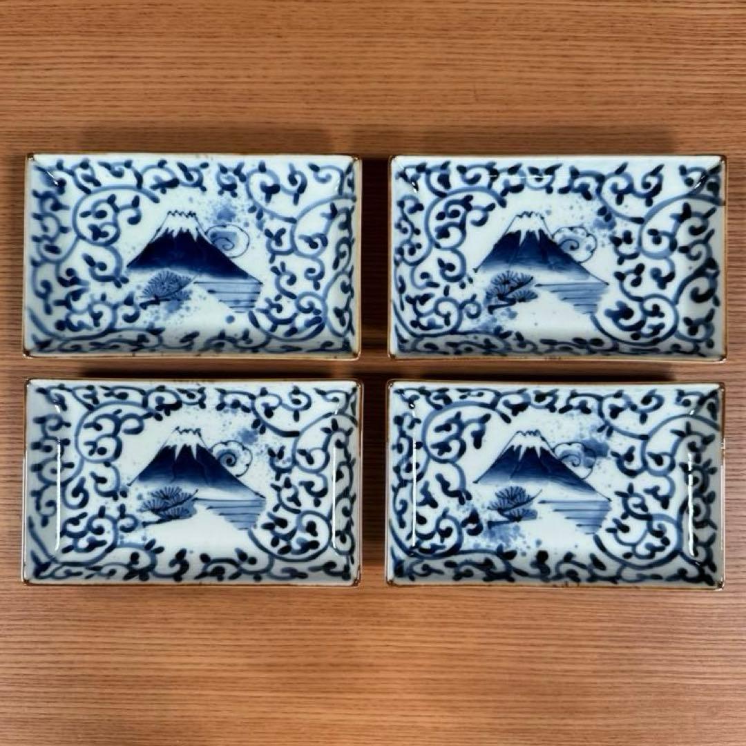 有田焼 福泉窯 染付蛸唐草富士山文 小焼物皿 4枚セット☆ - メルカリ