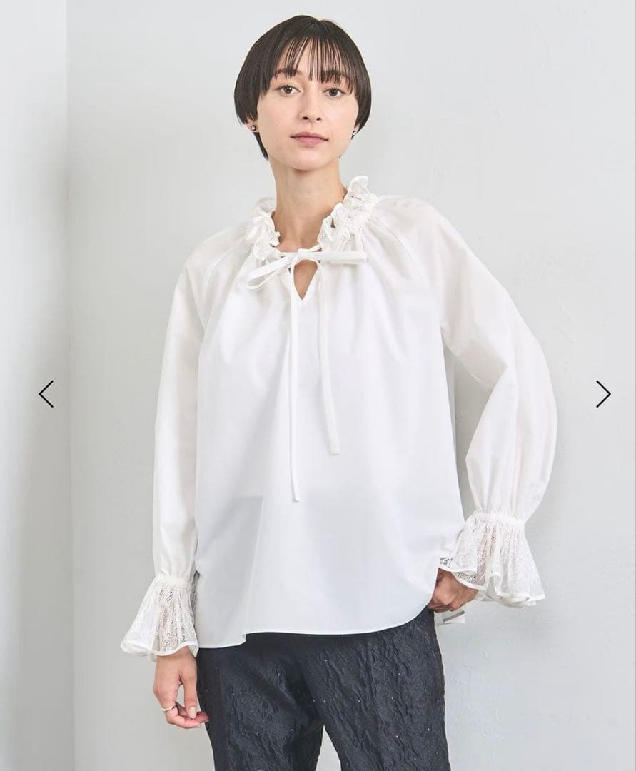 新品未使用品UNITED ARROWS レースプリーツ フリル ブラウス - メルカリ