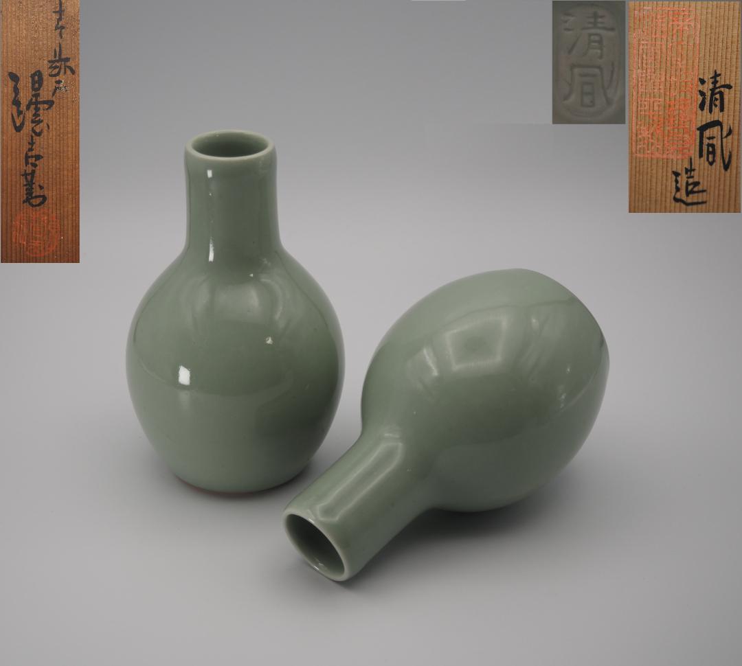 帝室技芸員判あり 三代清風与平造 青磁 徳利 一対 共箱 帝室技芸員判あり 三代清風与平造 青磁 徳利 一対 共箱 - メルカリ
