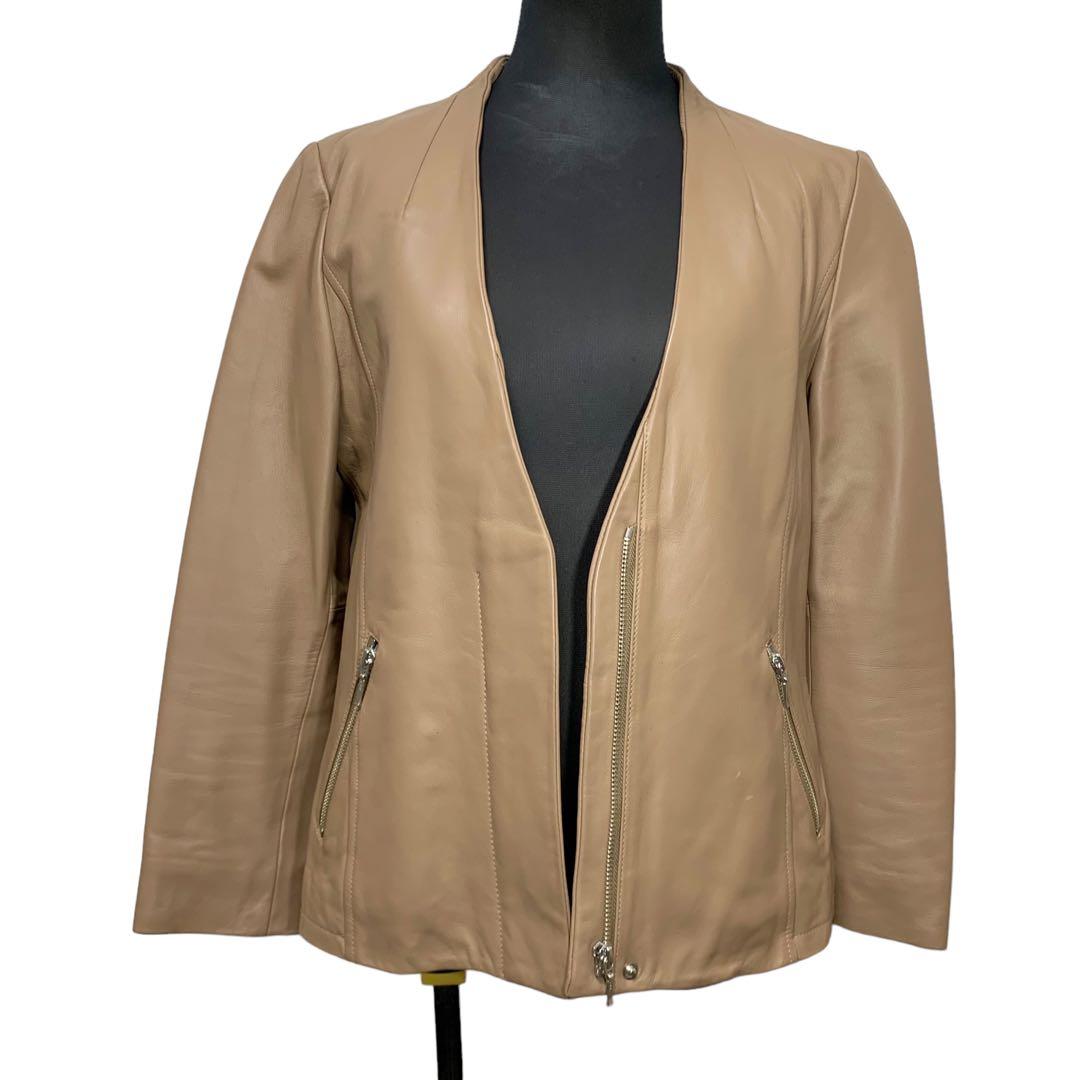 LAUTREAMONT 羊革 ノーカラー レザージャケット ブラウン 38 - メルカリ