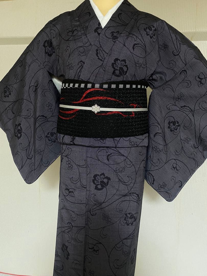 トールサイズ 絹 真綿紬 未使用 しつけ付 証紙付 小紋 身丈175 裄70