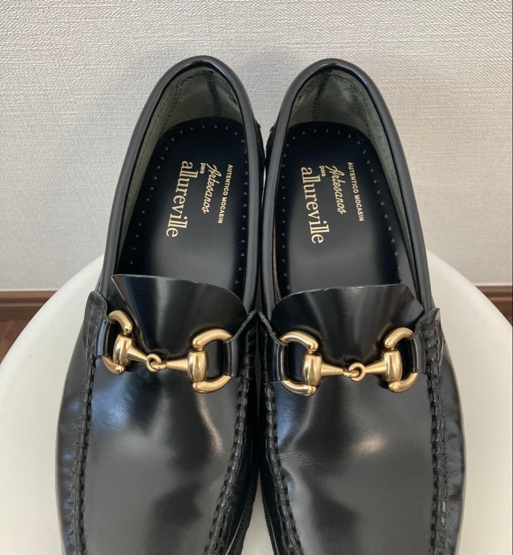 美品】allureville×ARTESANOS ビットローファー 黒 - メルカリ