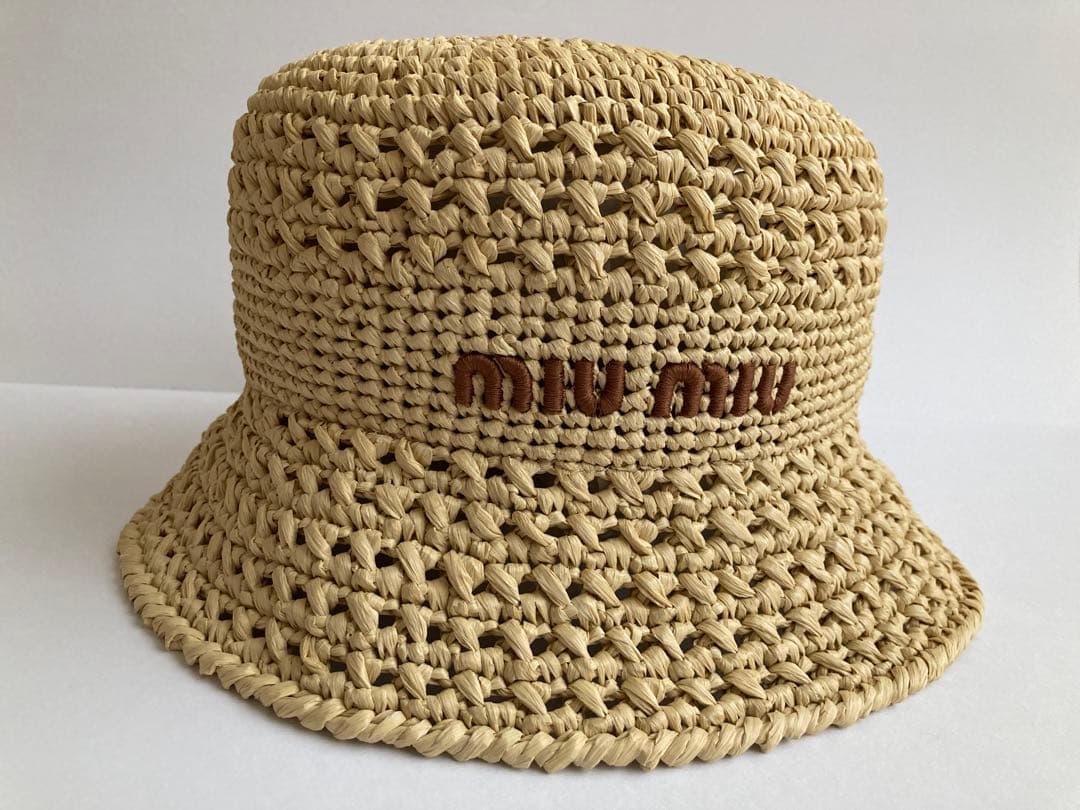 新品 Miu Miu ウーブンファブリックハット　Mサイズ 楽天市場】【2/25限定クーポン】MIU MIU ミュウミュウ ハット 帽子