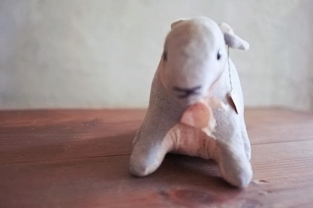 フランス 青いうさぎさんと薔薇色のリボンc ドール テディベア