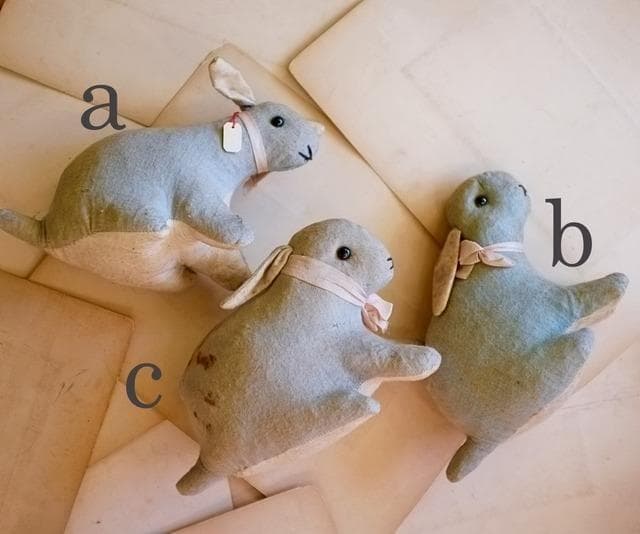 フランス 青いうさぎさんと薔薇色のリボンc ドール テディベア