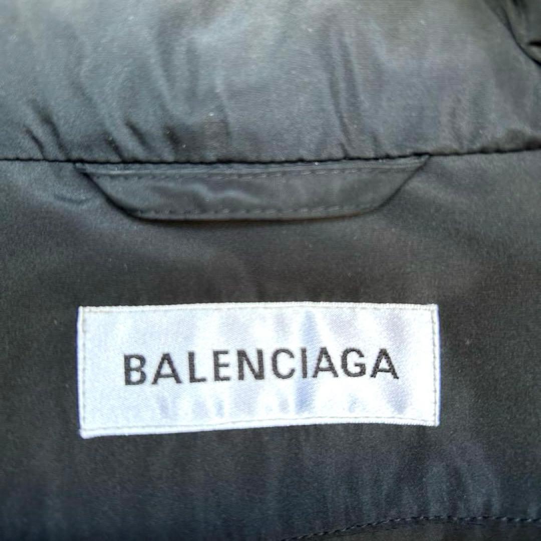 BALENCIAGA 黒 ナイロンジャケット バックプリント フード収納