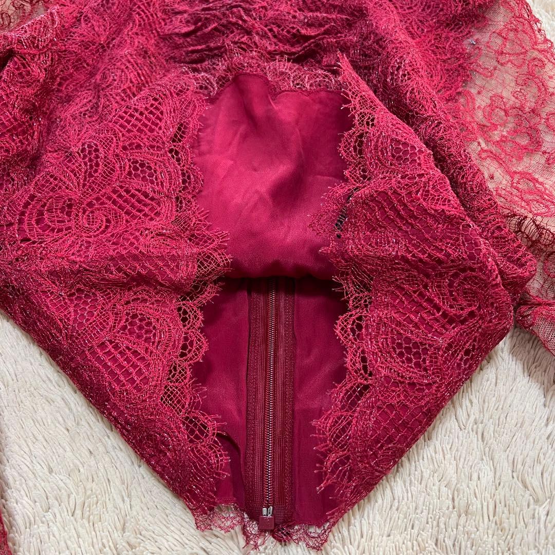 1950 エルマンノシェルビーノ 赤 レース シルクブレンド 高級感 《L》