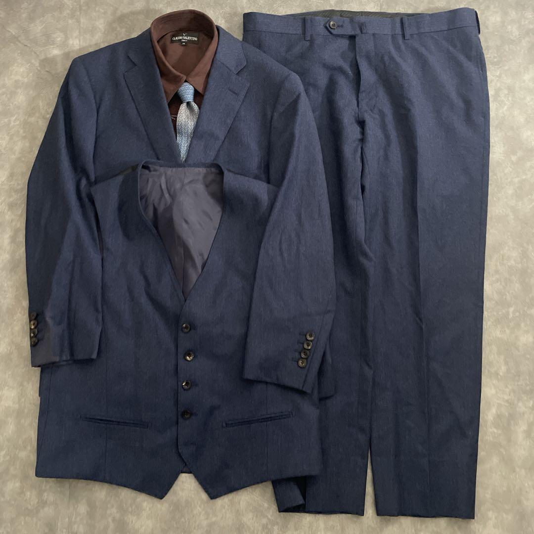 イタリア生地 フェルトウール 3ピース セットアップスーツ×HERMESネクタイ