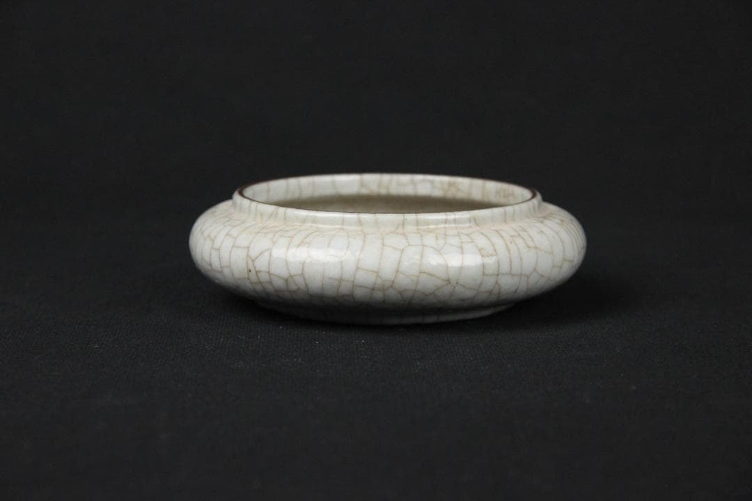 中国古美術 唐物 時代物 清朝期 哥釉 水盂 文房具 陶磁器 NX23-2